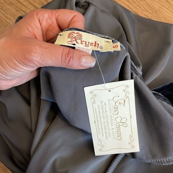 AXYEH BLUE TONES VELOUR BLOUSE.  NEW WITH TAGS - Picture 13 of 13